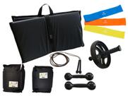 Kit Tornozeleira 4KG Preto + Halteres 4KG Preto + Colchonete Preto + MiniBand + Roda + Pula Corda Kit Tornozeleira 4KG Preto + Halteres 4KG Preto + Colchonete Preto + MiniBand + Roda + Pula Corda