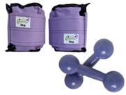 Kit Tornozeleira 5KG Nylon Lilás + Halteres 5KG Lilás