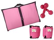 Kit Tornozeleira 5KG Nylon Rosa + Halteres 5KG Rosa + Colchonete Dobravel Rosa