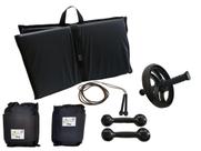 Kit Tornozeleira 5KG Preto + Halteres 5KG Preto + Colchonete Preto + Roda Abdominal + Pula Corda Kit Tornozeleira 5KG Preto + Halteres 5KG Preto + Colchonete Preto + Roda Abdominal + Pula Corda