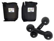 Kit Tornozeleira 6KG Nylon Preto + Halteres 6KG Preto