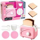 Kit Torradeira Chá da Tarde Rosa com Acessórios Brinquedo p/ Cozinha Faz de Conta