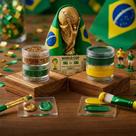 Kit Torre Tinta Facial Corporal Cremosa e Torre Glitter CremosoColormake Brasil Copa Verde Amarelo