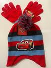 Kit Touca De Lã Pompom + Par De Luvas Carros Inverno Infantil