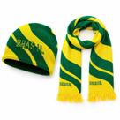 Kit Touca e Cachecol Brasil Tricô Inverno Unissex Quente Torcida Kit Touca e Cachecol Brasil Tricô Inverno Unissex Quente Torcida