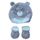 Kit touca e luva para bebê plush quentinha revestido pelô sherpan