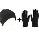 Kit Touca e Luvas De Lã Quentinha Grossa Básica Preta Adulto Conjunto Unissex Gorro Inverno Frio Alta Qualidade