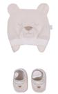 Kit Touca e Sapatinho Bordado Soft Bebê Letut