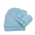 Kit Touca Gorro e Luva Bebê Recém Nascido Canelado Liso Confortável