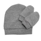 Kit Touca Gorro e Luva Bebê Recém Nascido Canelado Liso Confortável