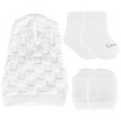 Kit Touquinha Luva E Meia Saída Maternidade Cor Branco Bebê Unisex - Centopé
