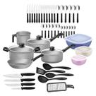 Kit Tramontina 47 peças para Cozinha com Panelas Antiaderentes em Alumínio, Talheres, Facas e Utensílios Domésticos