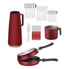 Kit Tramontina Completo 46 Peças Vermelho e Inox: Café, Chá e Cozinha Essencial