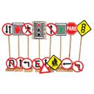 Kit trânsito com 17 placas em madeira - simque - 319
