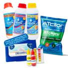Kit Tratamento Piscina Com Clarificante Cloro Redutor Elevador Ph Kit Teste Cloro e Ph Fibra Vinil Alvenaria Inflavel