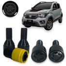 Kit Trava Parafuso Roda Antifurto 1011B Cabeça Giratória Preto Fiat Mobi