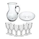 Kit Travessa Prato Fruteira Jogo Conjunto 6 Taças Vidro Transparente Grosso Diamond Diamante Vinho Água Jarra 1,5L Kit Travessa Prato Fruteira Jogo Conjunto 6 Taças Vidro Transparente Grosso Diamond Diamante Vinho Água Jarra 1,5L