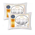 Kit Travesseiro 2 Unidades - Fibra de Pluma de Ganso Grande Luxo Importado E Macio Confortável Anatomico Alto Ortopédico