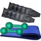 Kit Treine em Casa - Colchonete + Par de Tornozeleira 3 Kg + Par de Halteres de 3 Kg
