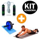 Kit Treino em Casa Corda De Pular Profissional + Roda Abdominal Exercícios Lombar
