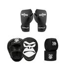 Kit Treino Luva 12oz Profissional, Manopla de Foco, Atadura elástica Treino De Impacto Unissex Gorilla
