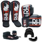 Kit Treino Muaythai Rhino com Luva + Caneleira + Bandagem + Bucal