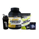 Kit Treino Noturno Whey Protein 900g + Creatina 500g + Pré-Treino 300g Sem Cafeína + Coqueteleira Sabor:Baunilha