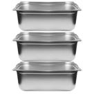 Kit Três Cubas Gastronomica Padrão Gn 1/1 200mm Inox Com Alça e Tampa Weck