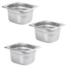 Kit Três Cubas Gastronomica Padrão Gn 1/6 100mm Inox sem Alça Weck