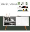 Kit Três Prateleira Branca Acompanhado Com Rack Para Casa Estilo Retrô