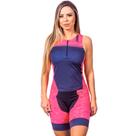 Kit triathlon top sem mangas e bermuda elite pink flower uv 50+ kauna