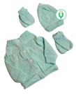 Kit Tricô 4 Peças Casaquinho, Touca, Luva e Sapatinho Para Bebê Antialérgico