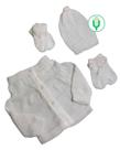 Kit Tricô 4 Peças Casaquinho, Touca, Luva e Sapatinho Para Bebê Antialérgico