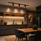 Kit Trilho 1 Metro com 3 Spots Preto 7w 3000k Branco Quente 385lm Amarelada Iluminação Decorativa Casa Moderna Área Interna Luminária Econômica