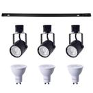 Kit Trilho 1M + 3 Spots Classic Preto + 3 Lâmpadas GU10 6W - Nordecor
