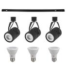 Kit Trilho 1M + 3 Spots Classic Preto + 3 Lâmpadas PAR20 9W - Nordecor
