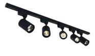 Kit Trilho Eletrificado 2m + 5 Spot Led 7w Preto 6000K