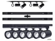Kit Trilho Eletrificado 2m+8 Spots Led 7w Preto Neutro 4000k