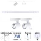 Kit trilho eletrificado 50cm + 2 spots 7w branco frio 6000k bivolt direcionavel