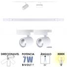 KIT TRILHO ELETRIFICADO 50CM + 2 SPOTS 7W BRANCO Quente 3000K BIVOLT DIRECIONAVEL