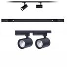 Kit Trilho Eletrificado 50cm+2 Spots Led 7w Preto Quente 3K