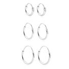Kit Trio Argolas Redondas Prata Lei 925