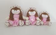 Kit Trio Boneca De Pano Bia Para Nicho Rosa Bebê Florence