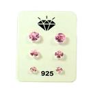 Kit Trio Brinco Prata 925 Pedra Zirconia Legitima Garantia Rosa Kit Trio Brinco Prata 925 Pedra Zirconia Legitima Garantia Rosa