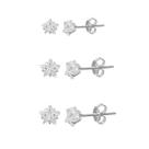 Kit Trio Brinco Zircônia Estrela Prata 925
