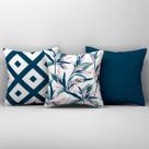 Kit Trio Capas de Almofadas Estampadas em Veludo Suede 45cm x 45cm Decoração para Sala Moderna Sofisticada Sofá Quarto Cama 3 Peças
