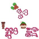 Kit Trio Cortador Natal Azevinho Duende Rena 5cm para Pasta - D240028 D240029 D240030