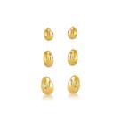 Kit trio de Argolas Lisas Click Banhada Ouro 18k