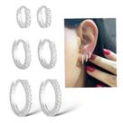 Kit Trio De Argolas Prata 925 Cravejadas Zirconia Cristal Kit Trio De Argolas Prata 925 Cravejadas Zirconia Cristal