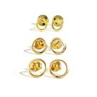 Kit Trio de Brincos Círculos Vazados Banhado a Ouro